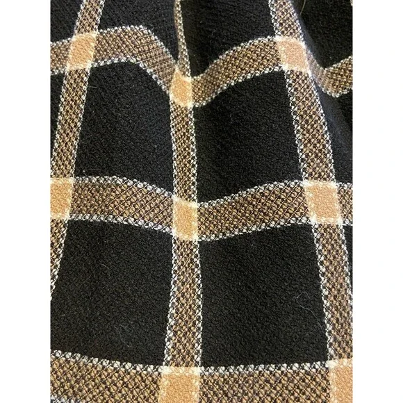 Mini Black Beige Large Plaid Skirt Lined Y2K 90s Vintage Clueless Preppy Student - Picture 10 of 13
